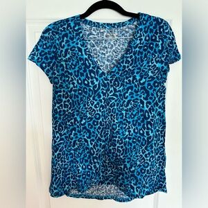 Lilly Pulitzer Etta Top Oyster Bay Navy My Favorite Spot Animal Print. NWOT